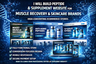 build professional peptide supplement website for muscle recovery skincare brand