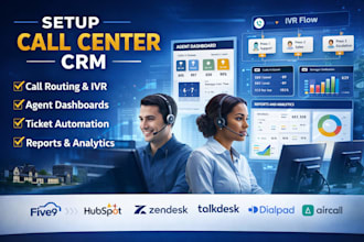 setup call center crm five9 hubspot zendesk talkdesk dialpad genesys cx aircall