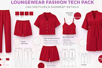 design sleepwear tech pack pajamas tech pack loungewear sportwear lingerie sets