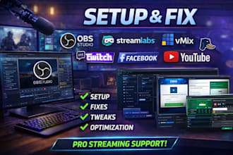 setup or fix streamlabs obs studio vmix for twitch facebook youtube kick tiktok