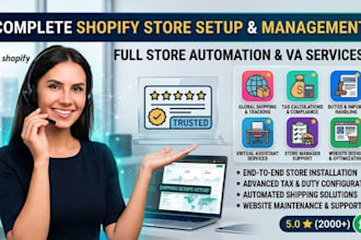 setup shopify store shipping tax duties virtual assistant store manager website