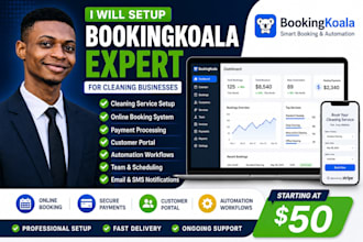 setup bookingkoala for cleaning business, booking system and payment automation