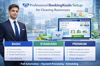 fully setup your bookingkoala for cleaning service with payment processing