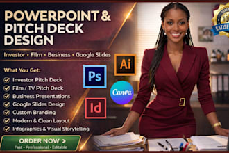 design powerpoint presentation, investor pitch deck, google slides pitch decks