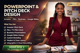 design power point presentation, film or investor pitch deck and goggle slide