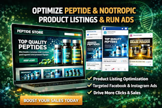 optimize peptide nootropic product listings and run ads