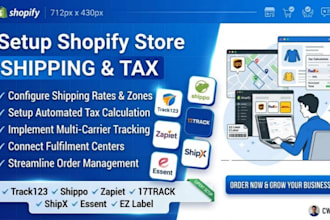 setup shopify shipping tax track123 shippo zapiet 17track shipx essent ezlabel