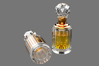 create luxury 3d perfume packaging design and  perfume bottle renders