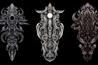 create cyber sigilism tribal design for tattoo or clothing