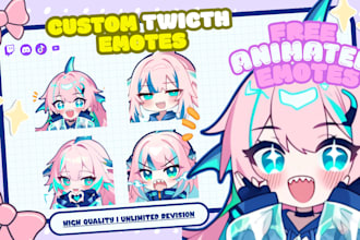 draw twitch emotes, animated chibi emotes, discord emoji and vtuber assets