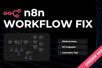 fix n8n workflow, webhook setup and api integration automation