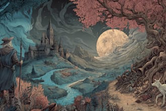 draw a mystical illustration for games, books, album covers
