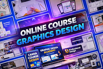 do online course graphics design, course presentation, course content, ppt slide