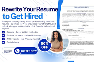 write ats resume for USA, canada, federal, tech resume, healthcare jobs resume