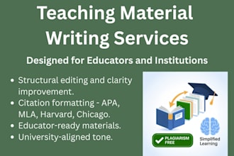 write lesson content, study guides, and course materials for educators