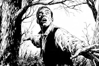 do retro vintage comic manga poster art illustration comic page in horror style