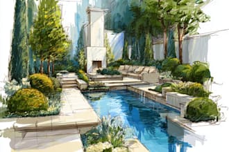 do landscape design, garden design, backyard, pool and terrace