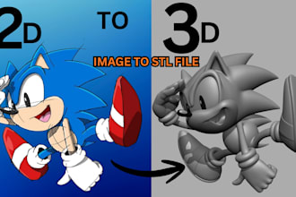 convert your 2d image to 3d model, stl file for 3d printing