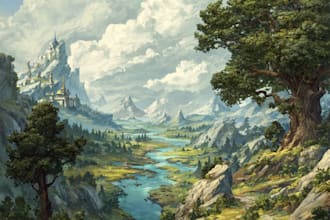draw fantasy concept landscape illustrations