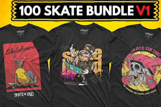 create unique skeleton skateboarder logo and t shirt design