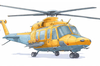 draw aircraft, airplane, helicopter into a vector cartoon