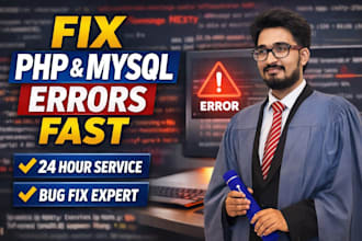 fix php mysql html css website bugs and errors fast