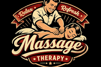 design high quality massage therapy vintage logo with t shirt design