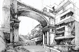 hand draw architecture and urban design sketches