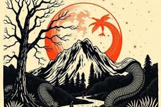 draw high quality linocut illustration for tshirt design