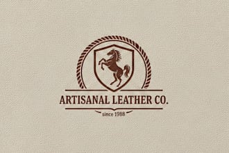 design a premium leather logo for your brand