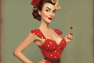 pin up girl and pin up girl illustration