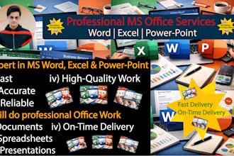 do professional excel, word and powerpoint office tasks