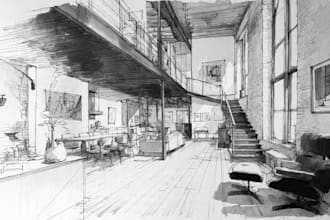 draw an architectural or interior sketch