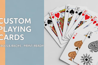 design custom playing cards, poker card backs, 52 card deck, blackjack, card box
