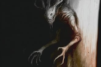 do a creepy and dark horror art illustration