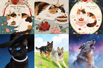design a custom digital pet art portrait in any style you choose