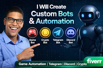 create game bot , crypto bot , telegram bot , discord game bot ,game  automation