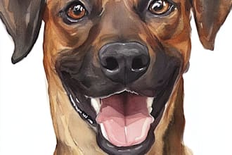 create a custom watercolor pet portrait or pet painting