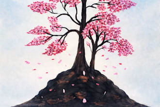 create beautiful handmade natural scenery  painting