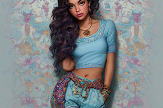 create a beautiful disney style portrait