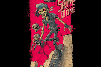 crazy cartoon graphics, skate, punk, horror, low brow