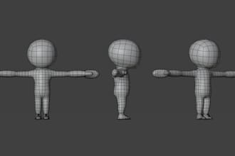 create a high poly 3d character and clean retopology