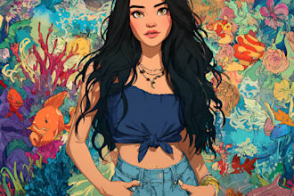 magical disney style portrait illustrations personalized
