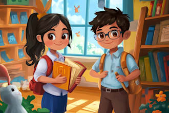 illustrate children story book illustration, children story
