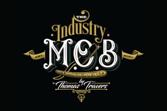 create vintage logo for tattoo studio and barbershop