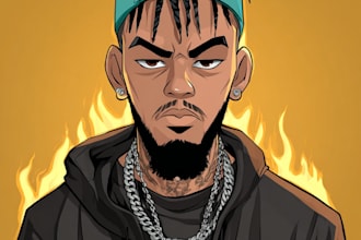 create custom cartoon music cover art for singles or albums