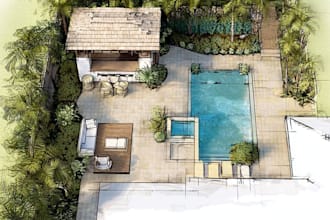 a harmonious landscape backyard design as a landscape architect