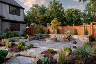 create a backyard landscape design, patio, front yard design