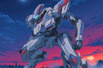 draw amazing character mecha robot illustration