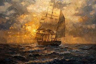 create ship oil painting for you